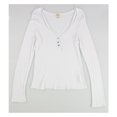 thumbnail image 1 of Project Social T Womens Ribbed V-Neck Basic T-Shirt, White, Juniors, X-Large, 1 of 2