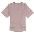 thumbnail image 1 of Project Social T Womens Ripped Collar V-Neck Basic T-Shirt, Pink, X-Small, 1 of 2