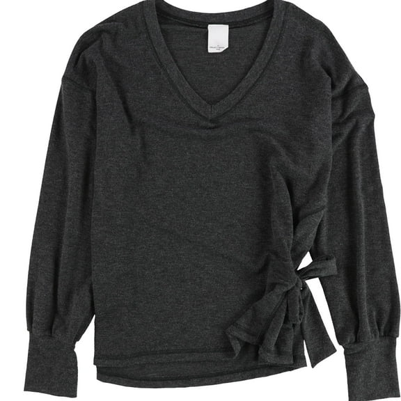 Project Social T Womens Side Tie Long Sleeve Pullover Sweater, Grey, Small