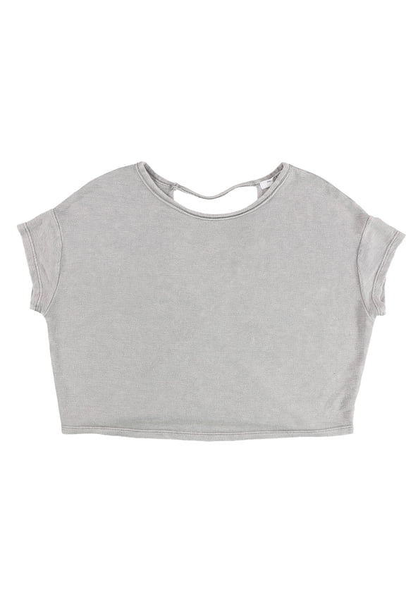 Womens Twist Back Basic T-Shirt, Grey, Medium