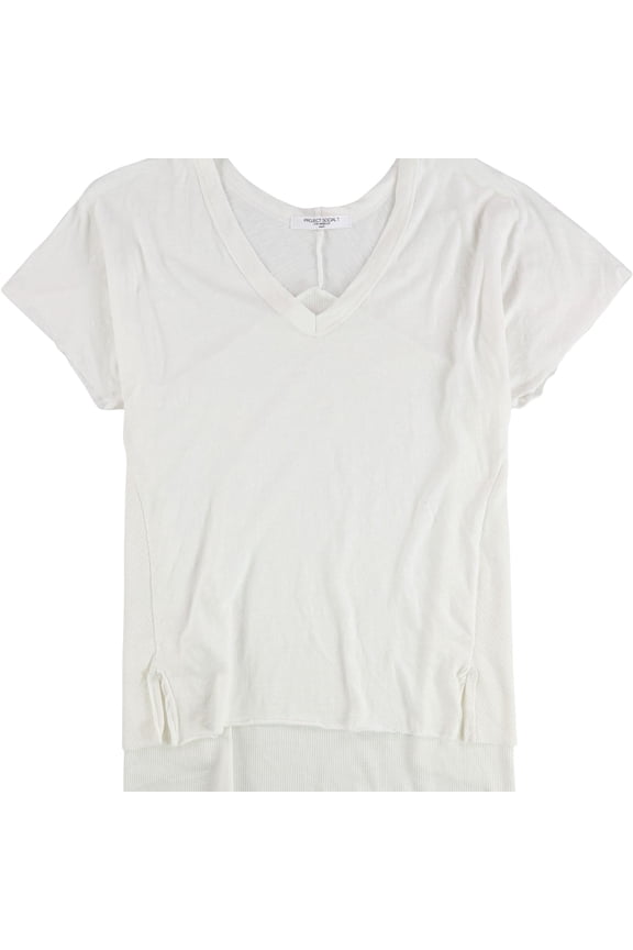 Womens Waffle Back Heathered Basic T-Shirt, White, Small