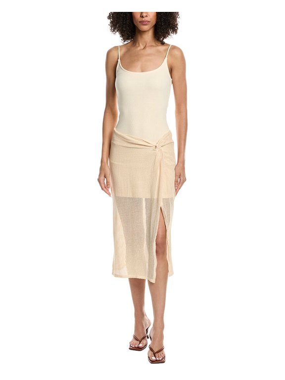 womens 2pc Shoreline Twisted Heavy Mesh Skirt, m, White