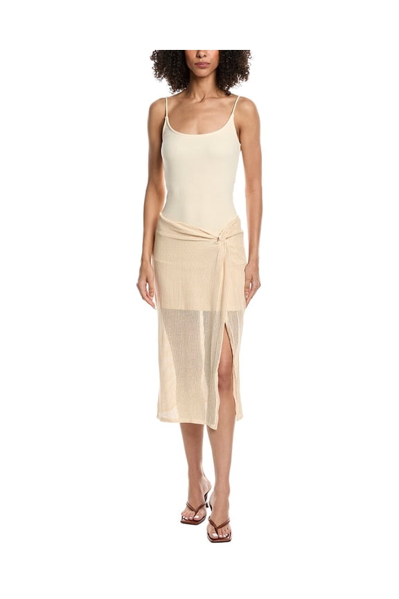 womens 2pc Shoreline Twisted Heavy Mesh Skirt, m, White
