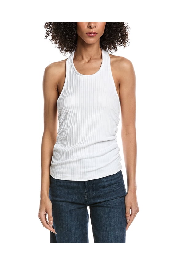 womens  After The Rain Rib Halter Top, s, White