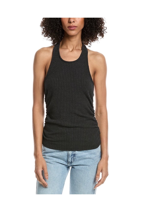 womens  After The Rain Rib Halter Top, xs, Black