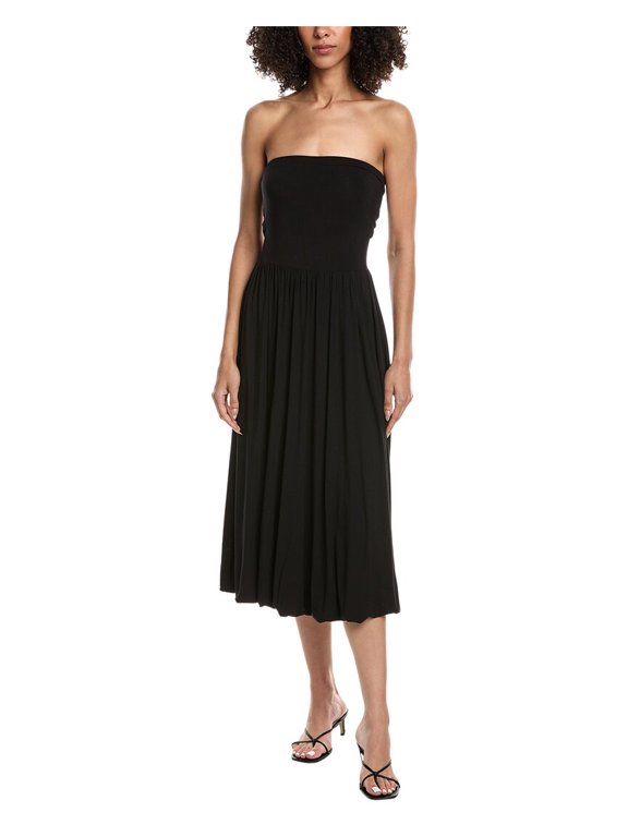 womens All Nighter Strapless Bubble Midi Dress, l, Black