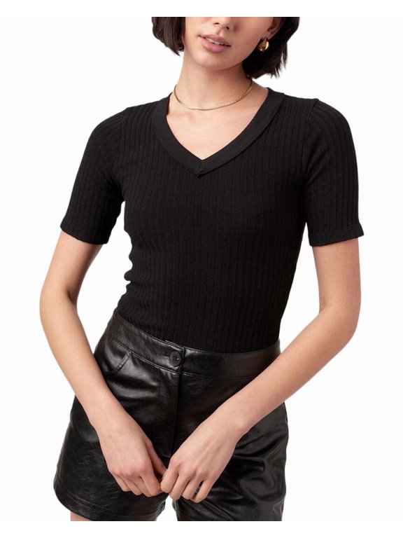 womens Brooks Heathered Elbow Sleeve V-Neck Top, s, Black