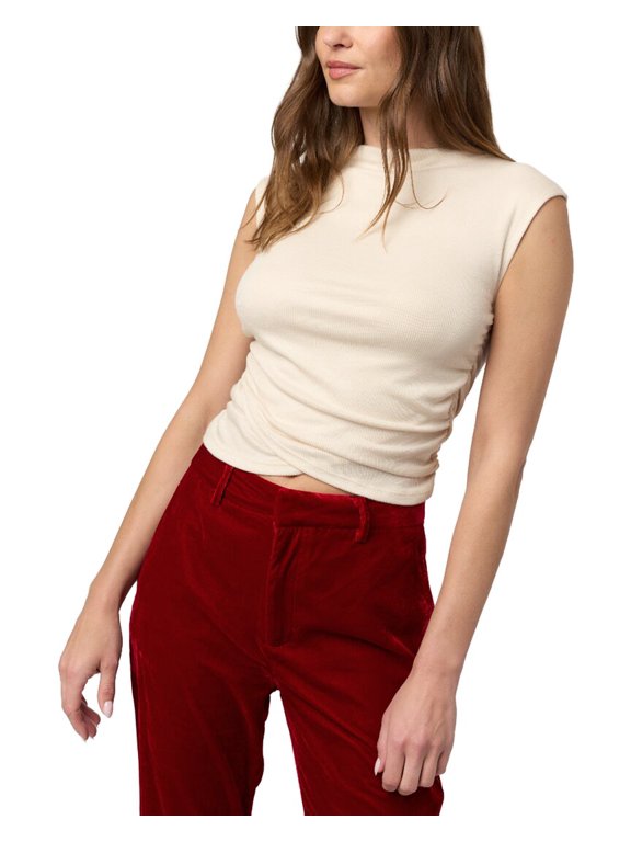 womens Carine Shirred Side Rib Tank, s, Brown