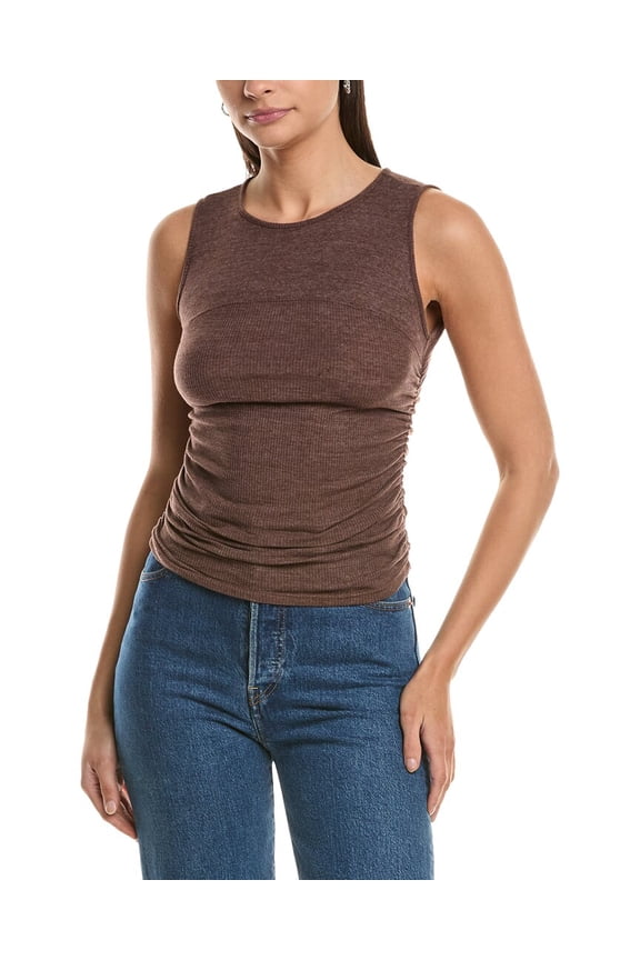 womens Cristalla Mixed Rib Tank, xs, Brown