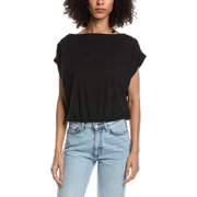 Project Social T womens Estelle Pleated Shoulder T-Shirt, m, Black