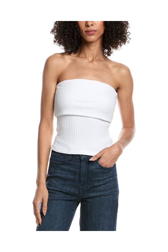womens Filomena Rib Tube Top, s, White