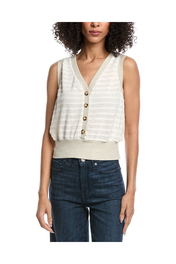 womens Ingrid Button Front Textured Tank Top, m, Brown