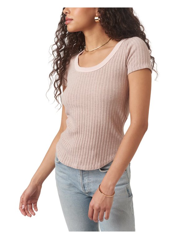 womens Julie Scoop Neck Sweater Rib T-Shirt, m