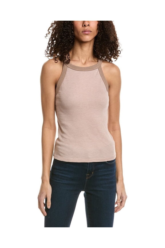womens Left Field Rib Tank, XS, Beige