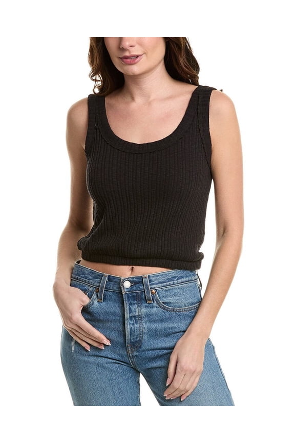 womens Luca Scoop Neck Textured Tank, m, Black