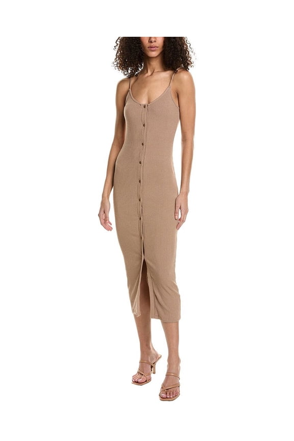 womens  Lucia Snap Front Tank Dress, L, Brown