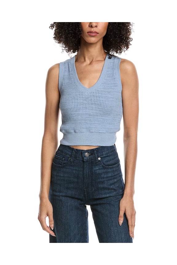womens Milan Sweater Rib Tank Vest, m, Blue