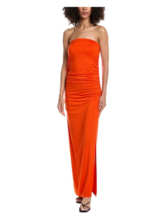 womens Nala Strapless Side Ruched Maxi Dress, m, Red