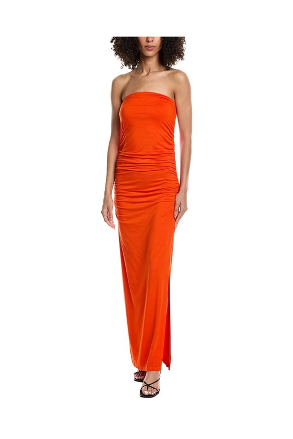 womens  Nala Strapless Side Ruched Maxi Dress, xs, Red
