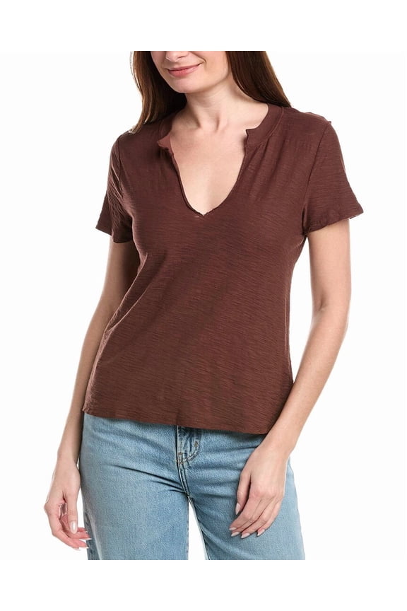 womens Plata Notched T-Shirt, xs, Orange