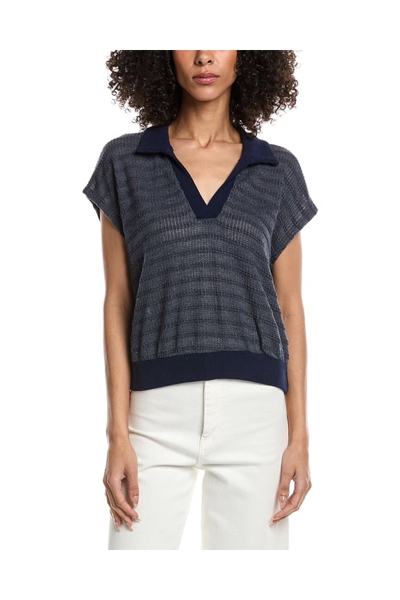 womens Saal Textured Stripe T-Shirt, m, Blue