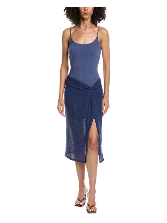 womens Shoreline Twisted Heavy Mesh Skirt, m, Blue