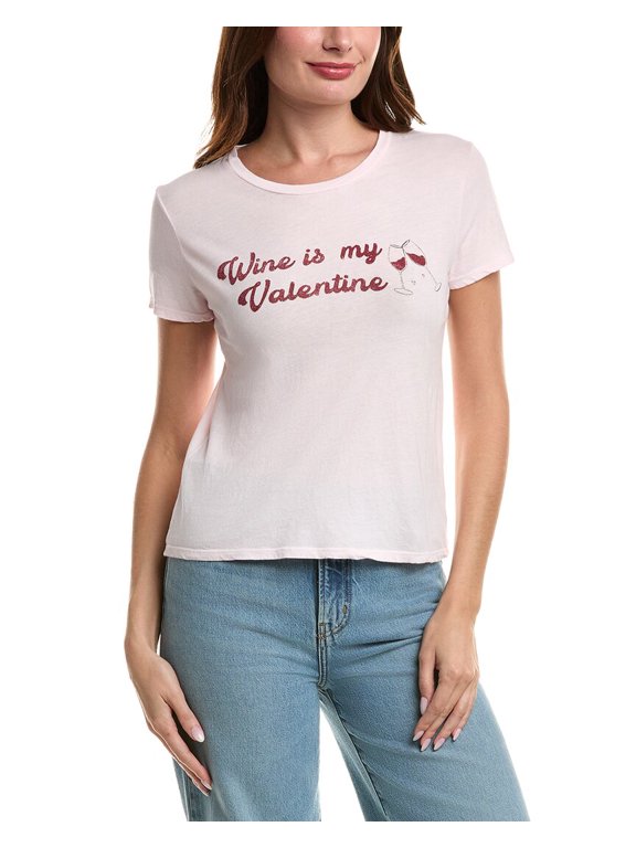 womens Wine Is My Valentine T-Shirt, s, Pink
