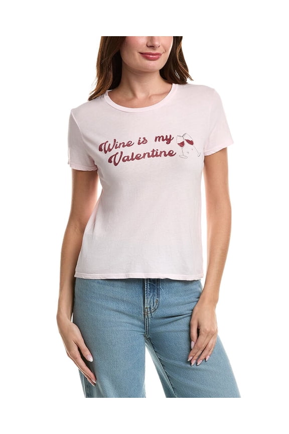womens  Wine Is My Valentine T-Shirt, xs, Pink