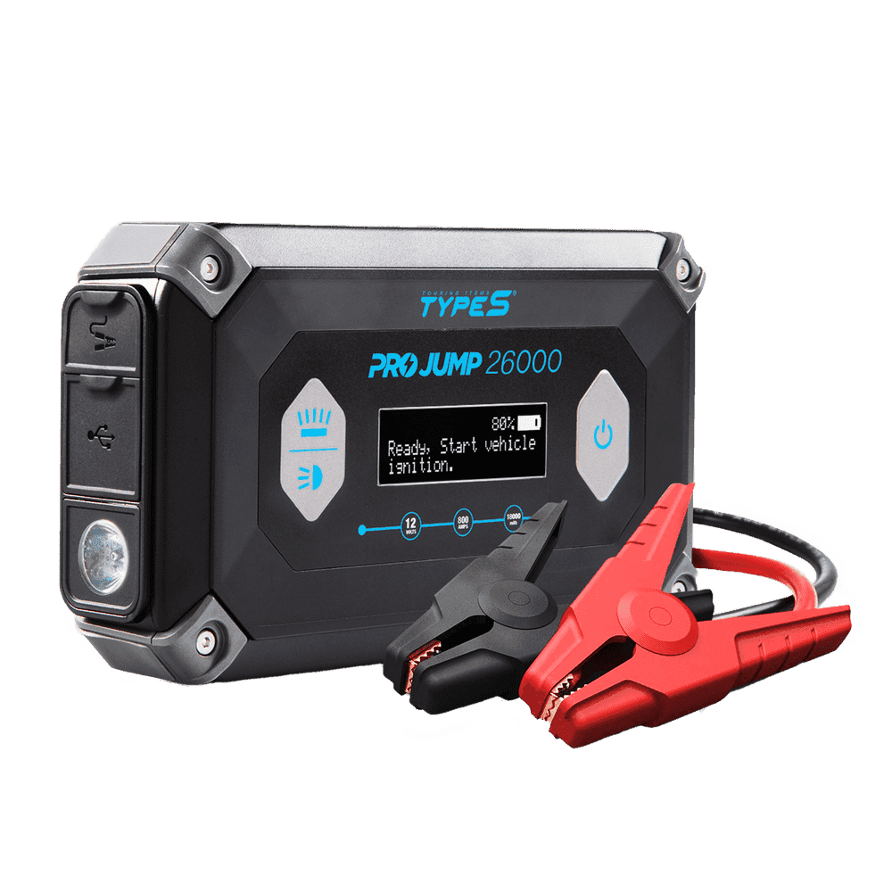 Type S Dynamic Pro 2500A Car Battery Jump Starter Portable Charger Power Bank, Laptop Power Bank 26000 mAh, 12V 9L Gas 6L Diesel, LCD Display Guide, USB-C & USB-A, LED Flashlight, UL Listed