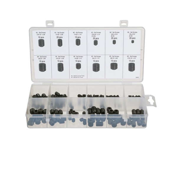 ProjectMaster Inch Socket Set Screw 160 Piece Kit, Steel, Black Oxide