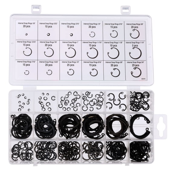 ProjectMaster Steel Internal Snap Ring 300-Piece Kit, Black Oxide Finish