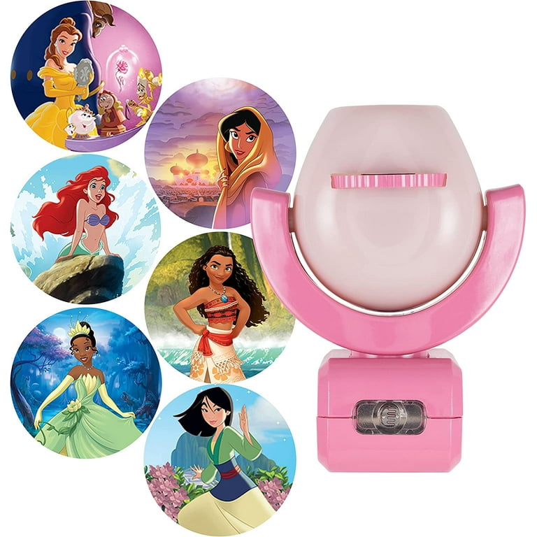 Projectables Disney Princess LED Kids Night Light Projector Plug In Dusk to Dawn Sensor Belle Jasmine Ariel Moana Tiana Mulan Pink Belle