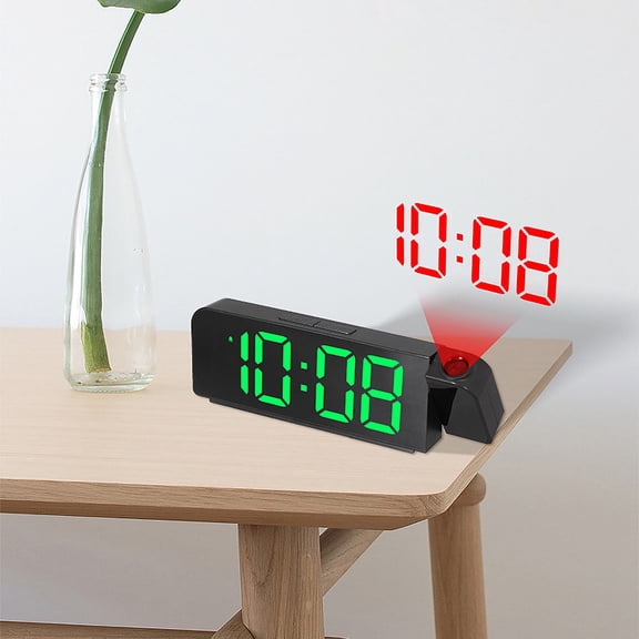 Projection Alarm Clock for Bedroom Ceiling, Digital LED Clock with 180 Degree Projector USB Charging Dual Alarms Snooze Dimmer Battery Backup for Heavy Sleepers Bedside Desk