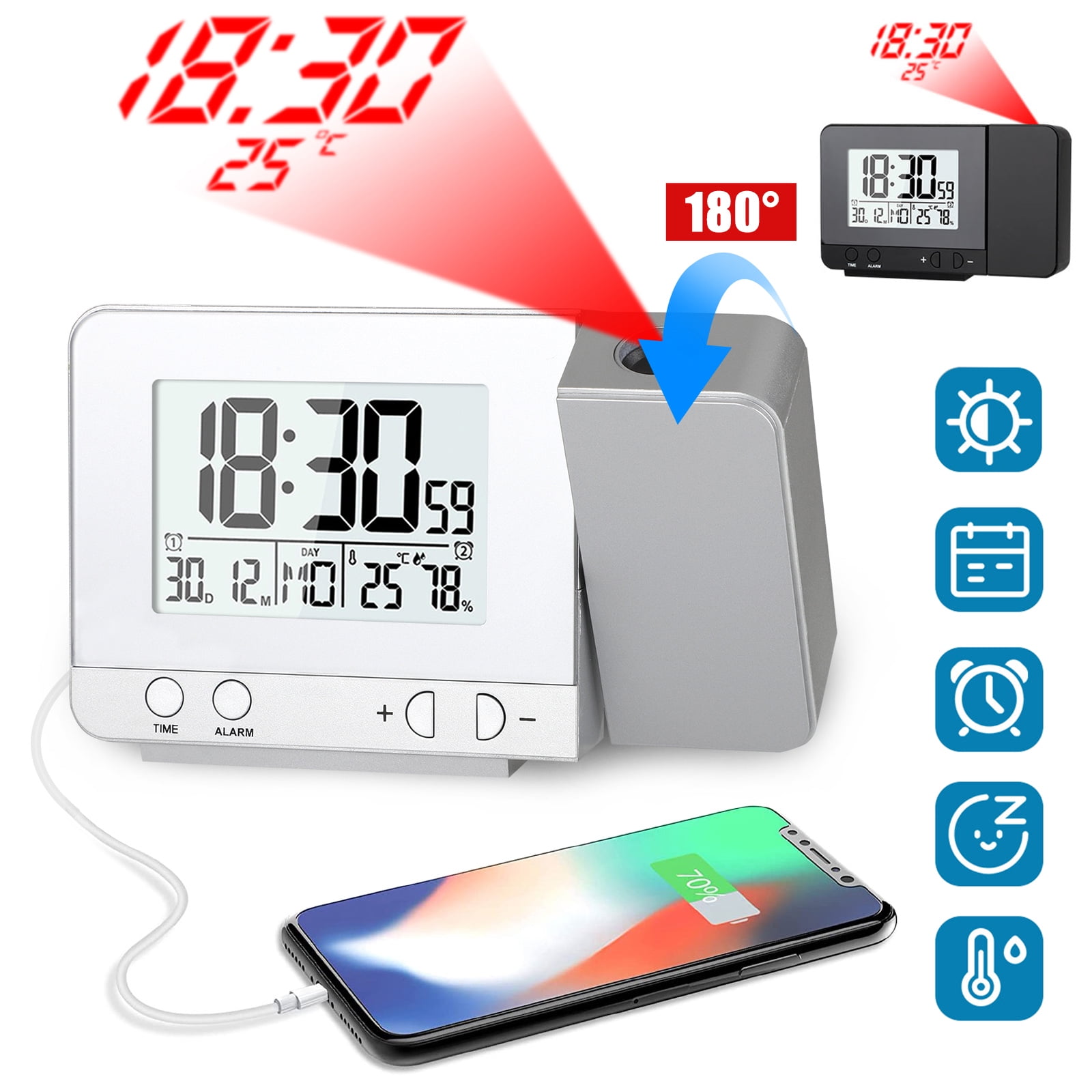 Projection Alarm Clock for Bedroom, EEEkit Digital Project Ceiling