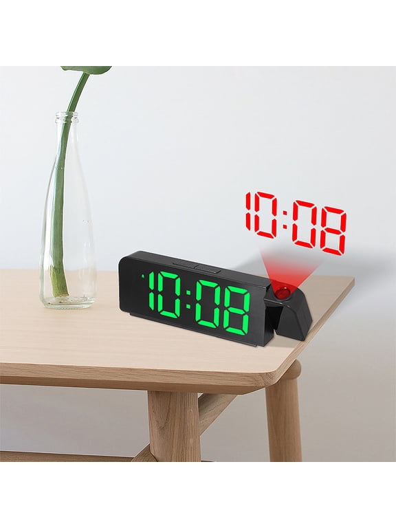 Projection Alarm Clock for Bedroom, Usupdd LED Digital Clock Projection on Ceiling Wall with USB Charging, 180 Projector Dimmer Battery Backup Bedside Clock for Heavy Sleepers