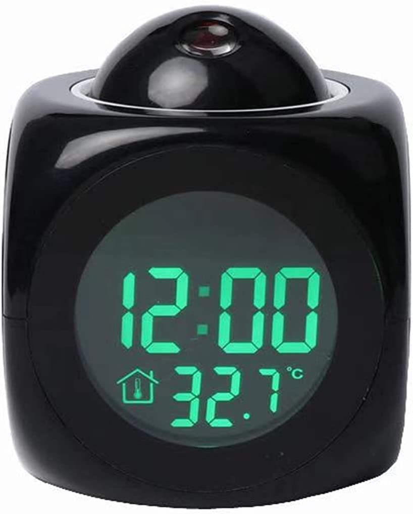 Projection Alarm Clock for Bedrooms Digital Voice Report Alarm 12/24