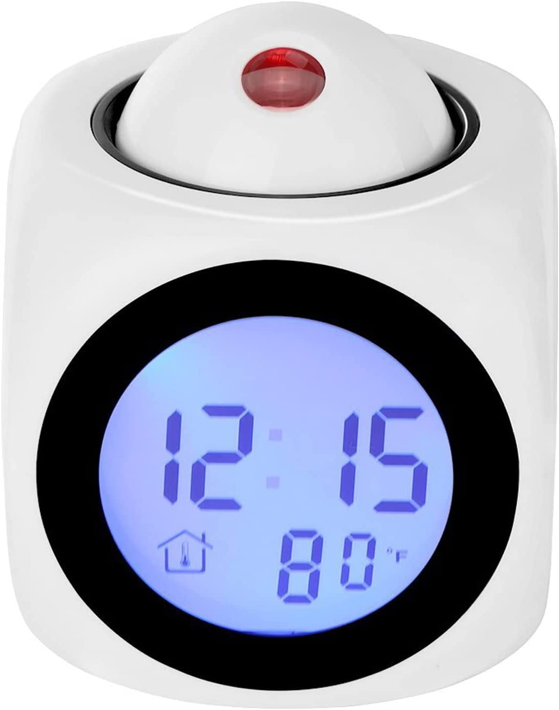 Projection Alarm Clock for Bedrooms Digital Voice Report Alarm 12/24