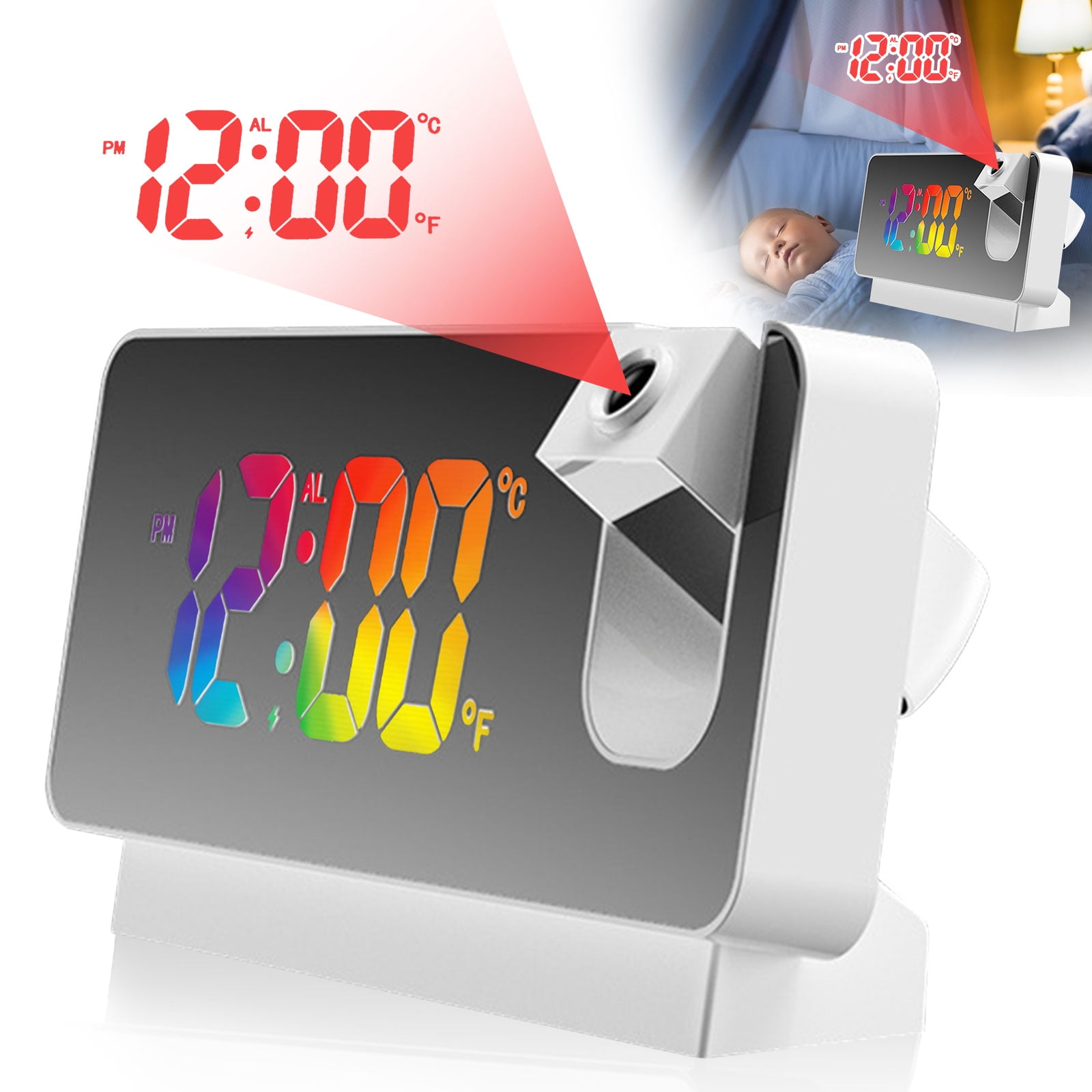 Projection Alarm Clock, EEEkit Digital Alarm Clock with Large 7.6" LED