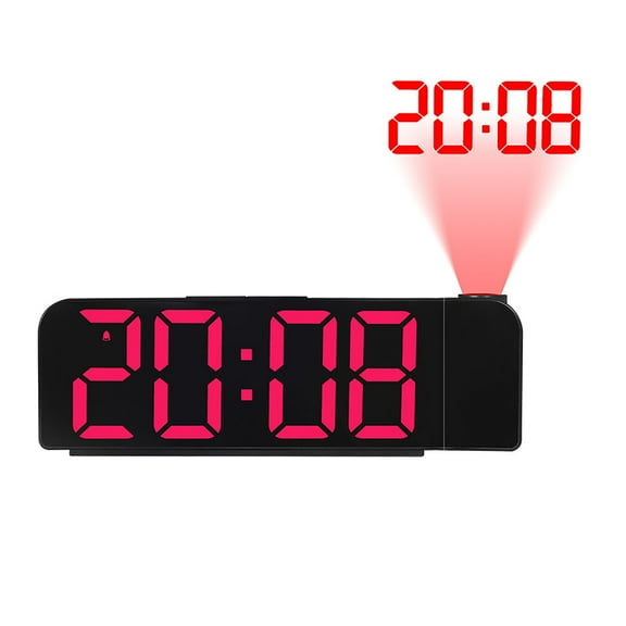 Projection Alarm Clock, Mirror LED Digital Clock with Temperature Display, 180° Adjustable Projection, USB Powered, 12/24H Format, Snooze Function, for Bedroom Home Office