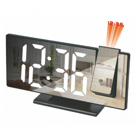 Projection Alarm Clock With 180° Rotating Ceiling Projection Digital Temperature Display 7.8-Inch Mirror Screen 1 Pack