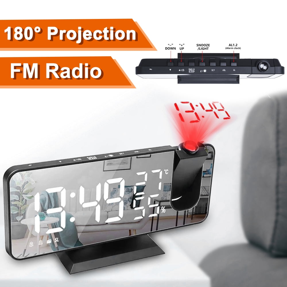 Projection Alarm Clock on Ceiling, LED Digital Clock for Bedroom, 12 ...