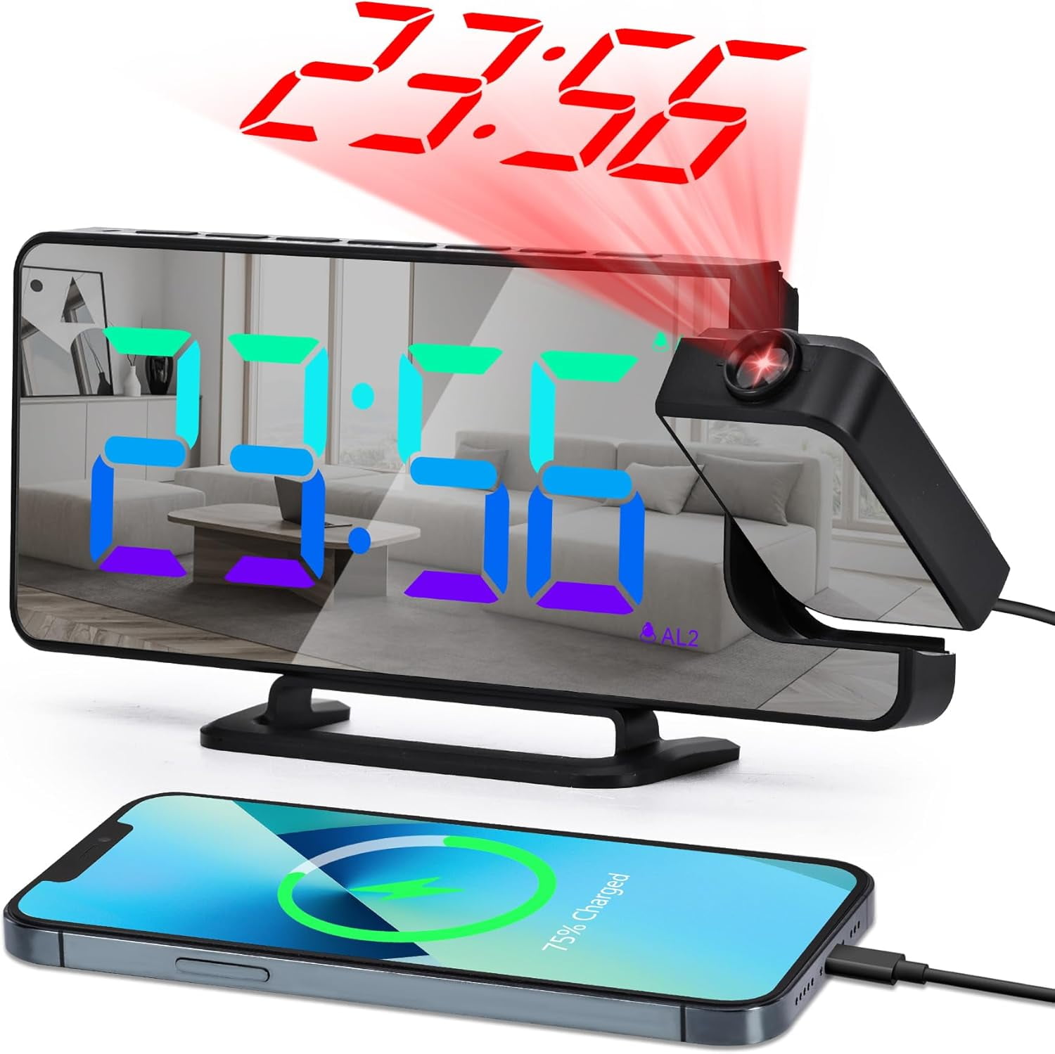 Projection Alarm Clocks for Bedrooms, 7.3