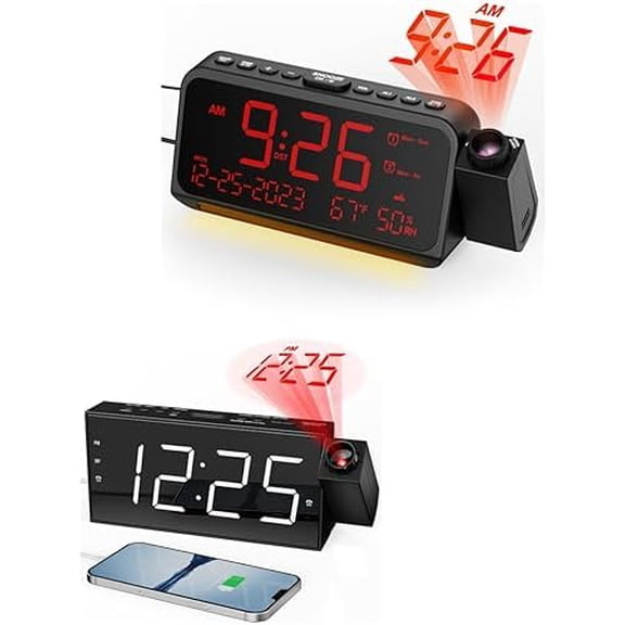 Projection Alarm Clocks with Type C Port +Projection Alarm Clocks for Bedroom(Red Projection)$$Home Decor, Kitchen, & Other