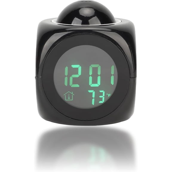 Projection Clock for Bedroom Ceiling - Digital Alarm Clock with Adjustable Projector, LED Display Indoor Thermometer, Voice Talking Report, Snooze & Sleep Timer, USB or Battery Powered