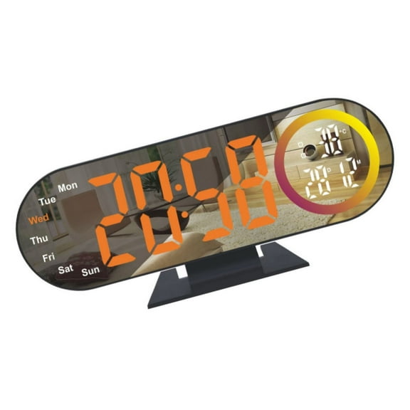 Projection Clock for Bedroom Ceiling, Alarm Clocks with 180° Rotatables Projectors, Date Temperature and Weekday Weekends