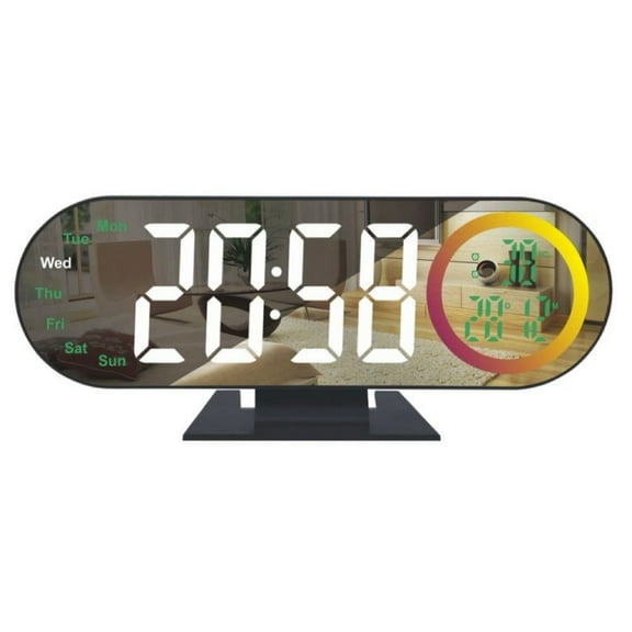 Projection Clock for Bedroom Ceiling, Alarm Clocks with 180° Rotatables Projectors, Date Temperature and Weekday Weekends