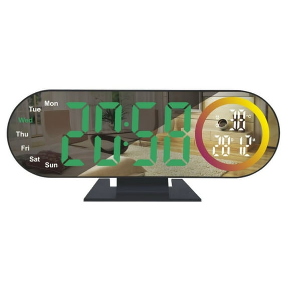 Projection Clock for Bedroom Ceiling, Alarm Clocks with 180° Rotatables Projectors, Date Temperature and Weekday Weekends