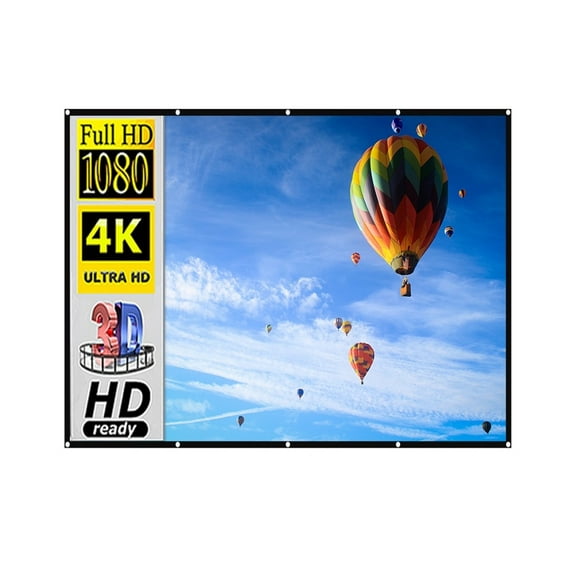 Projection Curtain 16: 9 Ratio Hight-Density 60-150Inch Foldable Anti-Crease Portable Movie Projector Screen ,Wrinkle-Resistant Design