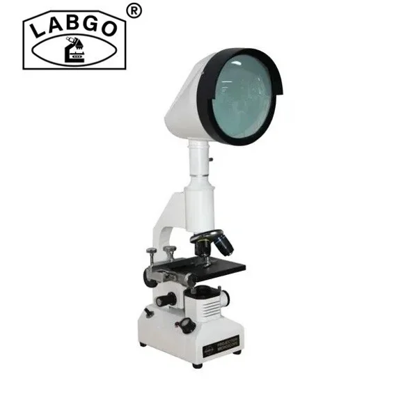 Projection Microscope with 6-Inch Dome Screen | 150mm Group Viewing, 100x Objective, Mechanical Stage, Wooden Cabinet
