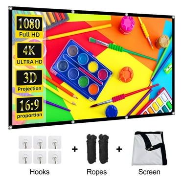 Projector Screen 100 inch 16:9 GAINVANE Outside Projector Screen Portable Outdoor Indoor Wrinkle-Free 4K HD Wall-Mounted Backyard Movie Night Camping Office Presentation